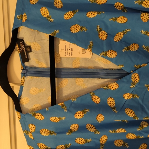 Suzanne Betro Surplice Retro Blue Dress Pineapple Print 3X NWT - Picture 2 of 6